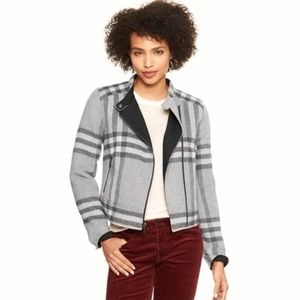 GAP Cropped Plaid Moto Jacket